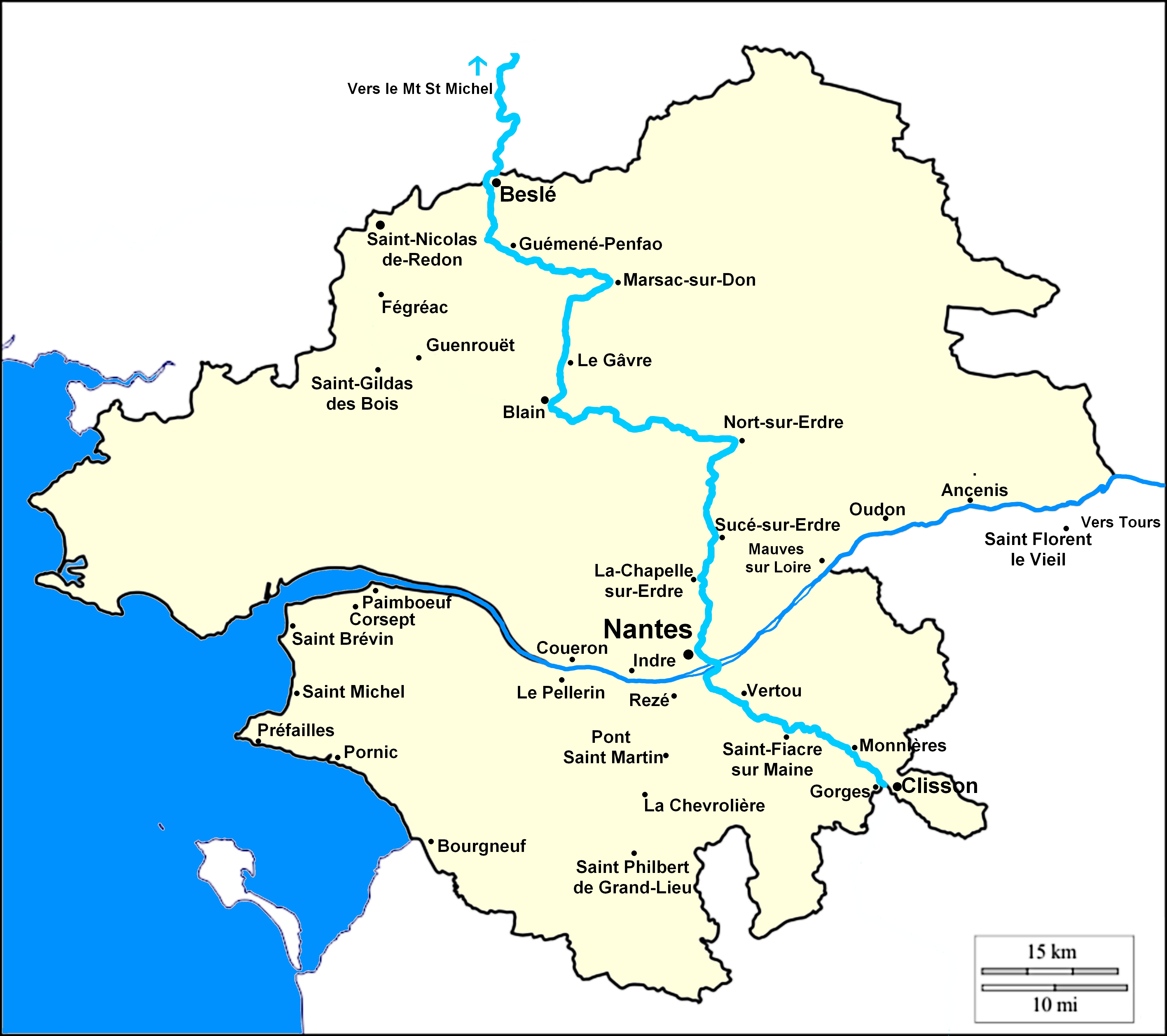 Carte des chemins en Loire-Atlantique